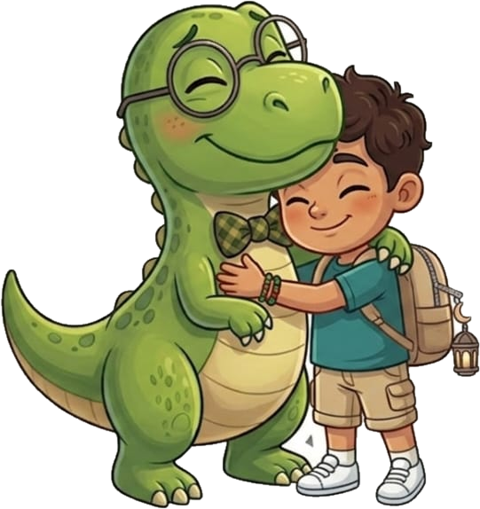 Alfjr Academy student with friendly mascot